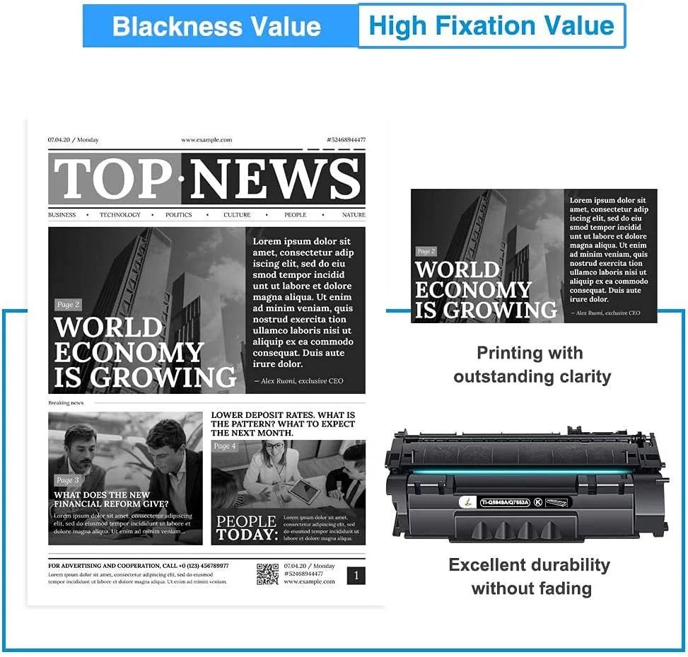 49A 53A High Yield Toner Cartridges 2-Pack Black HP 49A Q5949A 53A Q7553A 49X Q5949X HP LaserJet 1320 1320N 1320TN 1320NW 3390 P2015 P2015dn Printer Ink