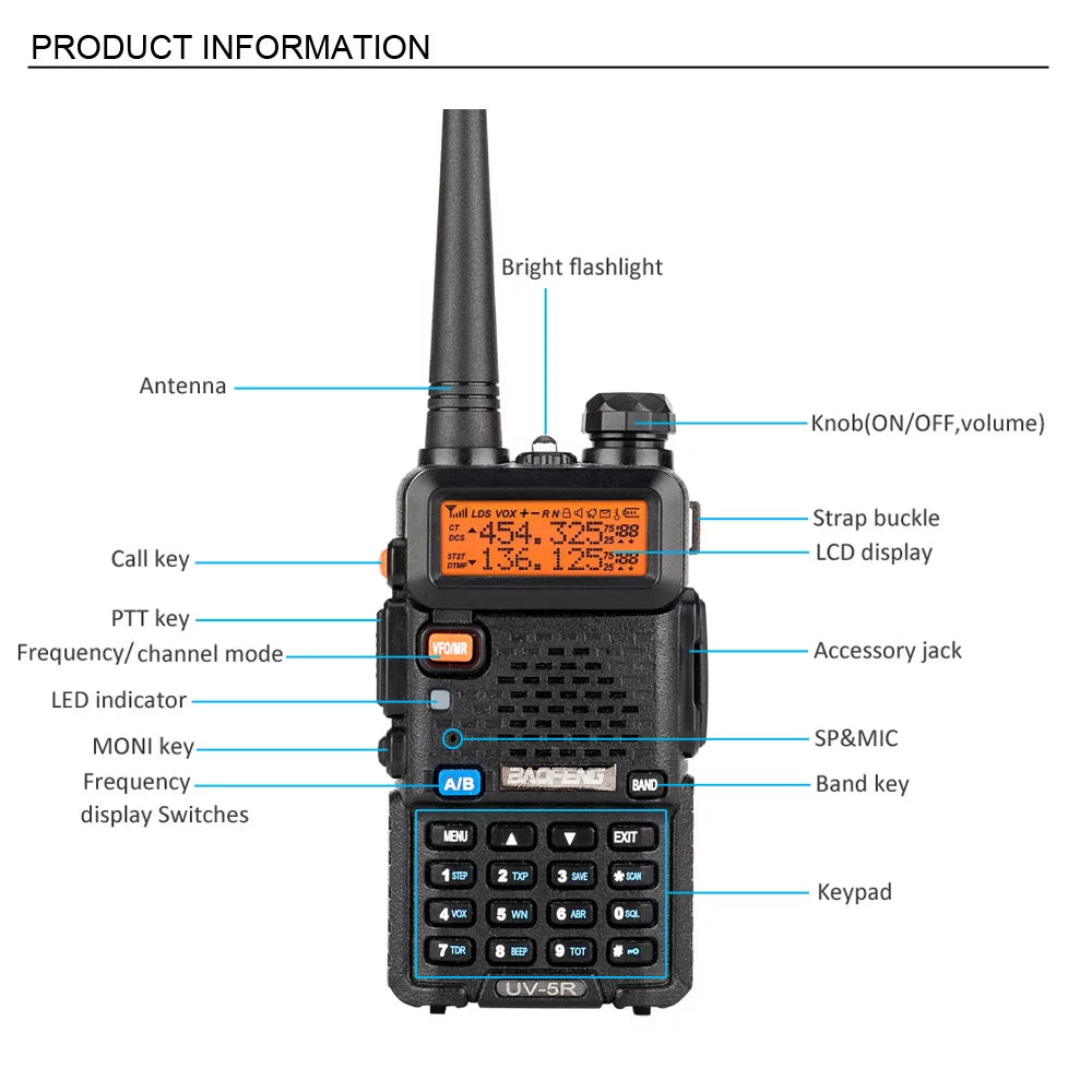 UBesGoo Baofeng UV-5R Dual Band Radio RF 5W FM Ham two Way Radio 1800 mAh Walkie Talkie