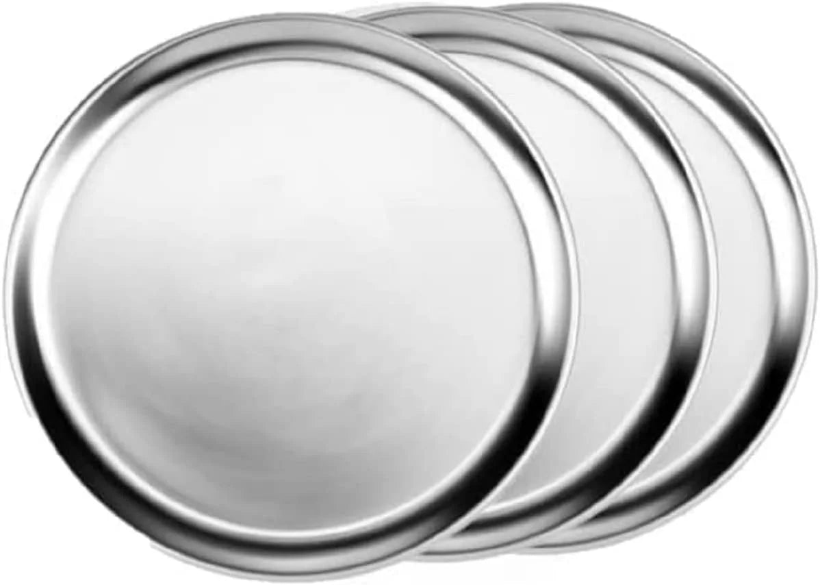 TrueCraftware- Set of 3 Aluminum 9” Pizza Tray Pan Wide Rim- Bakeware Round Pizza Pan Pizza Tray Baking Tray Round Baking Tray Home Kitchen Pizzeria & Restaurants