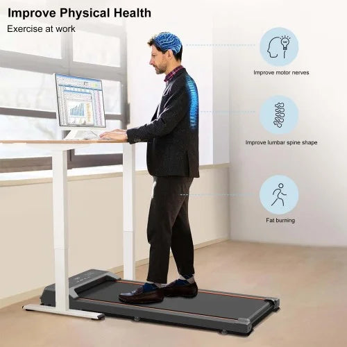 Walking Pad Under Desk Treadmill, LED Display and Remote Control Portable Treadmill Home and Office, 2.5HP 265LBS