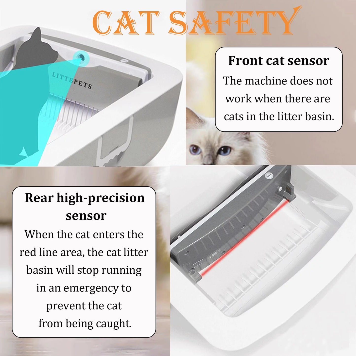 Suhaco Automatic Cat Litter Box Self Cleaning Litter Box Smart Intelligent Sensing Anti-pinch No Scooping Odor Removal APP Control with Hood & Litter Mat