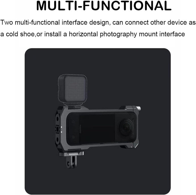 Aluminum Alloy Utility Frame Cage Insta360 X3 Cold Shoe Bezel Mount Protective Case Frame Panoramic Action Camera Accessories