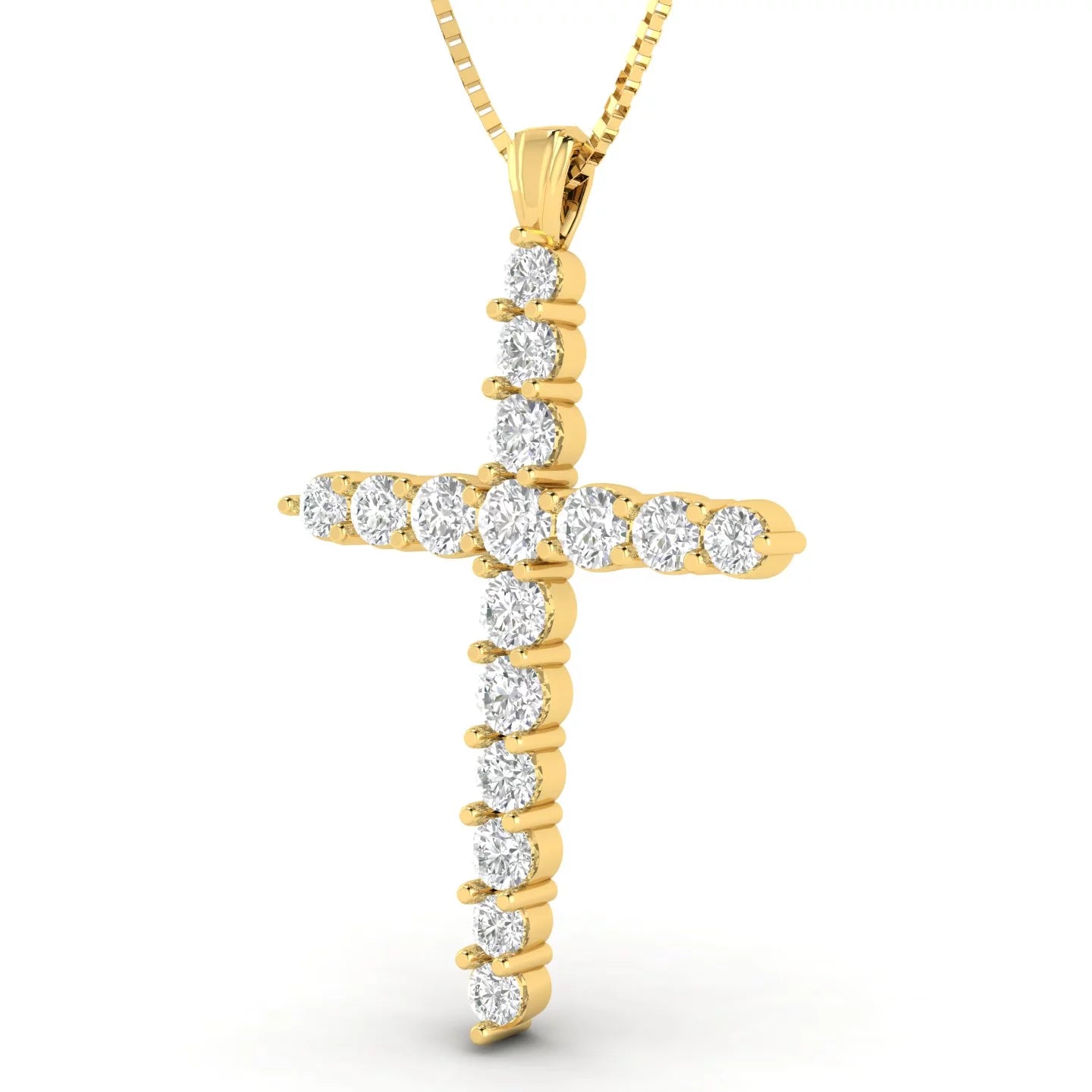 1.00ctw Natural Diamond Cross Pendant Necklace in 10k Yellow Gold (1.00ctw, G-H, I2-I3)