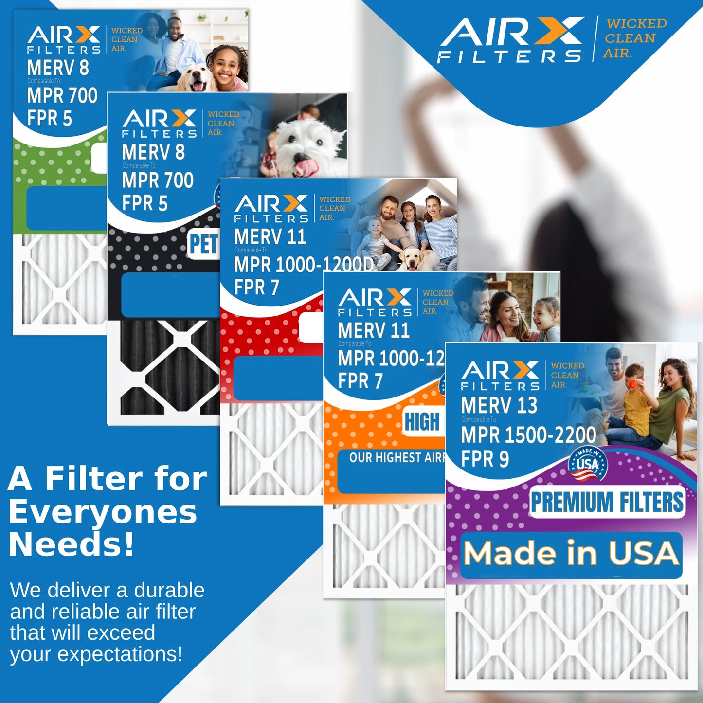 16x25x5 Air Filter MERV 11 Comparable to MPR 1000, MPR 1200 & FPR 7 with GeneralAire 14161 Premium USA Made 16x25x5 Furnace Filter 2 Pack by AIRX FILTERS WICKED CLEAN AIR.