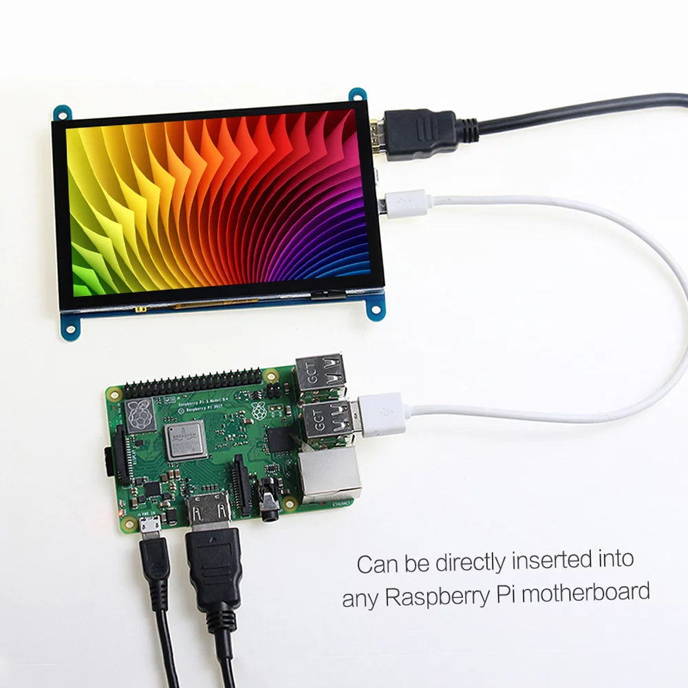 Tomshoo 5 Inch Capacitive Touchscreen Display 800*480 Resolution Small Portable with USB Interface with Raspberry Pi Tool