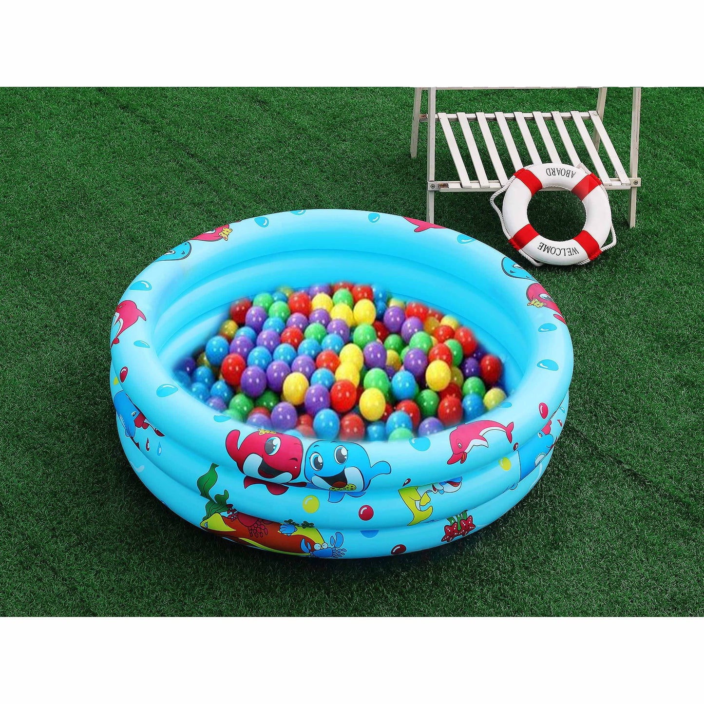 59" Inflatable Baby Swimming Pool,Round Portable Child Little Pump Pool,Kiddie Paddling Pool Indoor&Outdoor Toddler Water Game Play Center Kids/Girl/Boy,Summer Saving