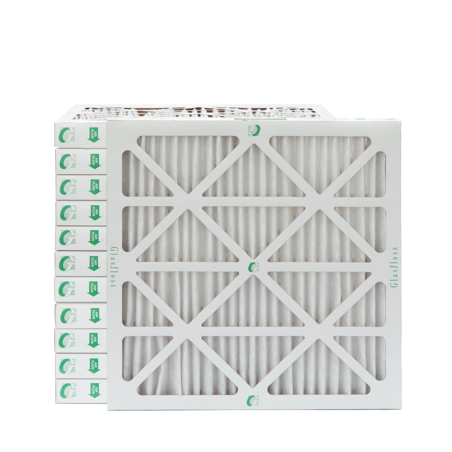 12 Pack of 18x18x2 MERV 10 Pleated 2" Inch Air Filters by Glasfloss. Actual Size: 17-1/2 x 17-1/2 x 1-3/4