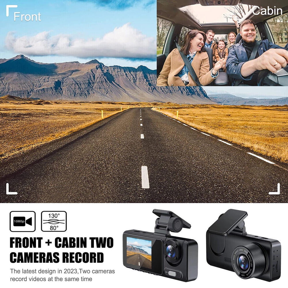 1080P HD Car Dash Cam Camcorder Night Vision DVR Front & Inside Recorder Camera