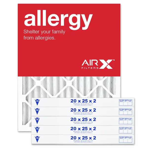 AIRx Filters Allergy 20x25x2 Air Filter MERV 11 AC Furnace Pleated Air Filter Replacement Box of 6, Made in the USA