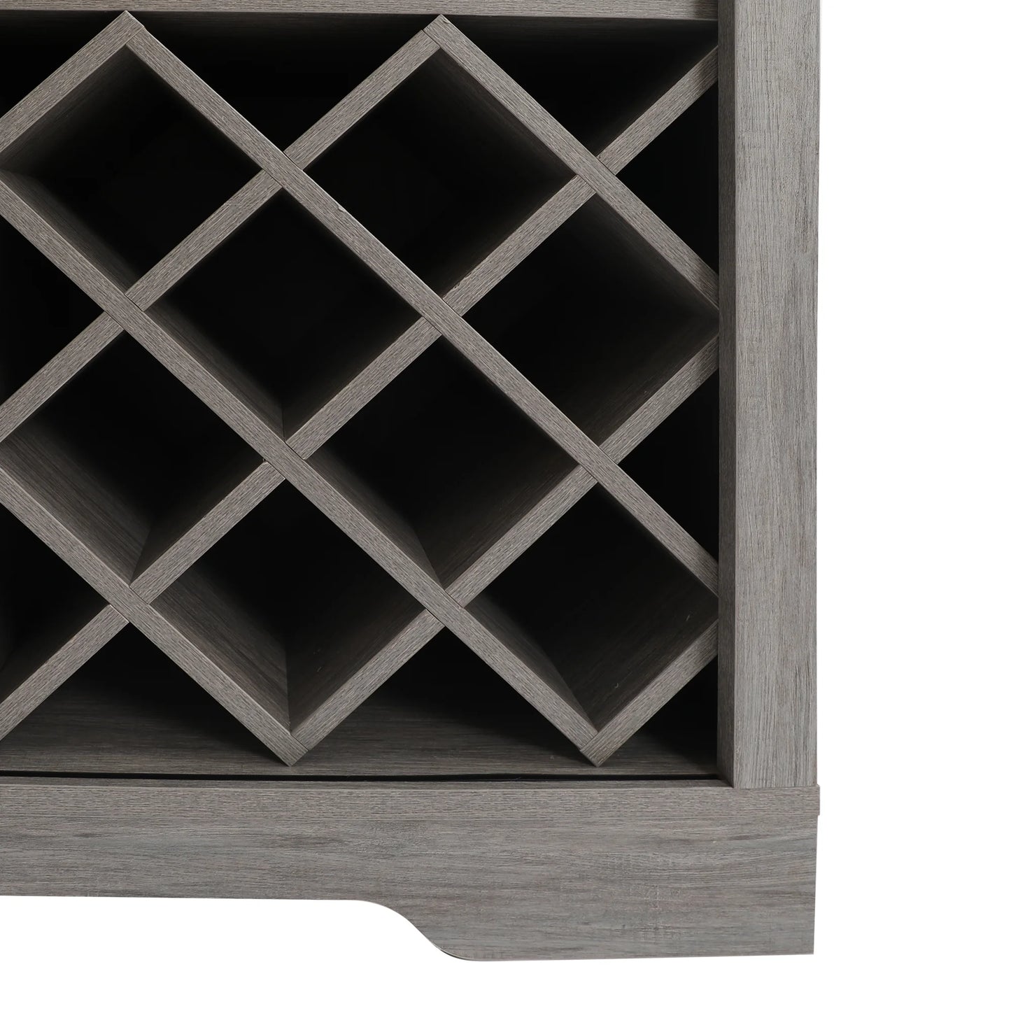 ABBSR Gray Wooden Wine Bar Storage Cabinet with Glass Holder,Wine Rack,Large Table Decor