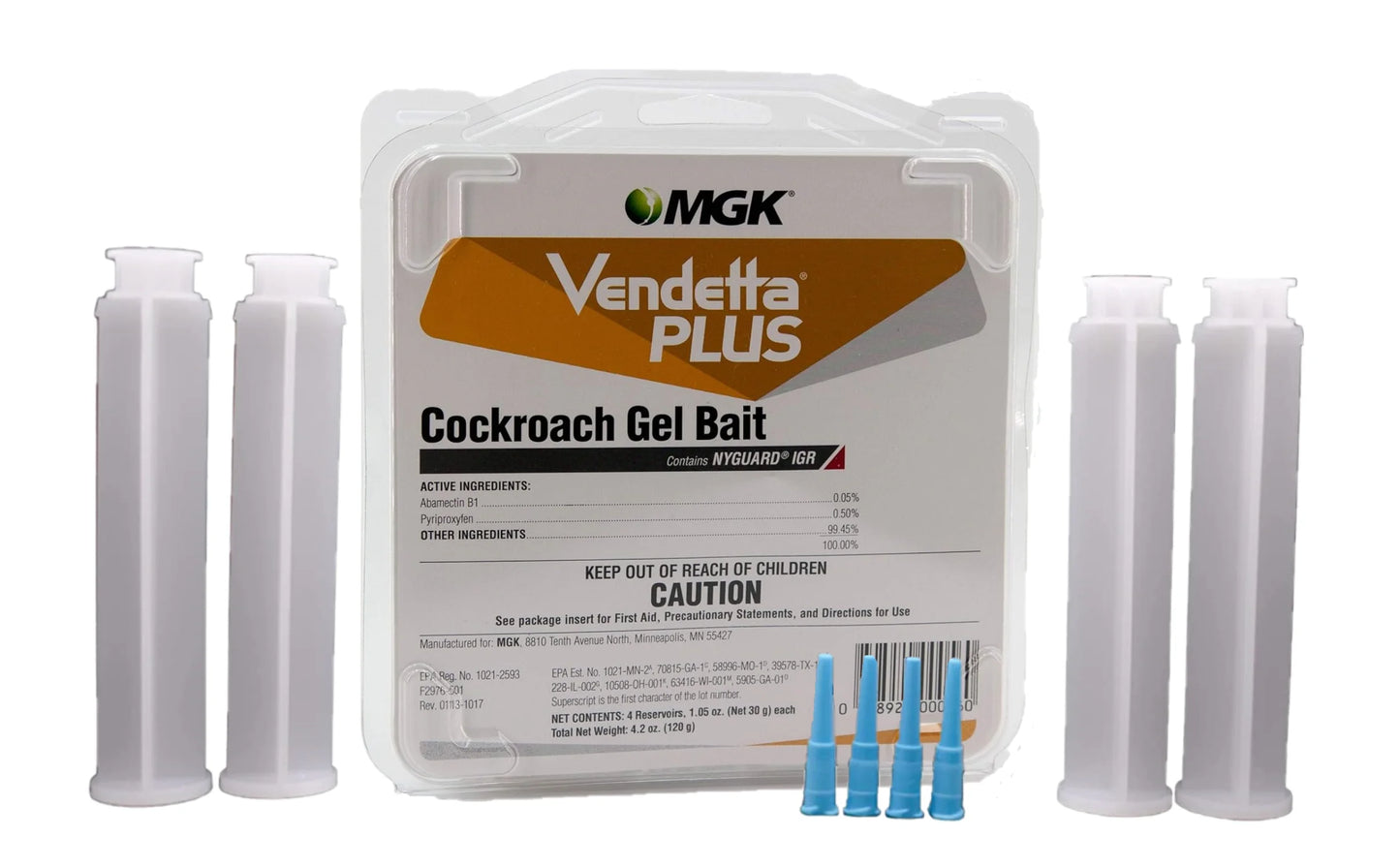 Vendetta Plus Cockroach Gel Bait - Highly Attractive Roach Bait - 1 pack - 4 Tips, 4 Plungers, & 4 x 30g Tubes