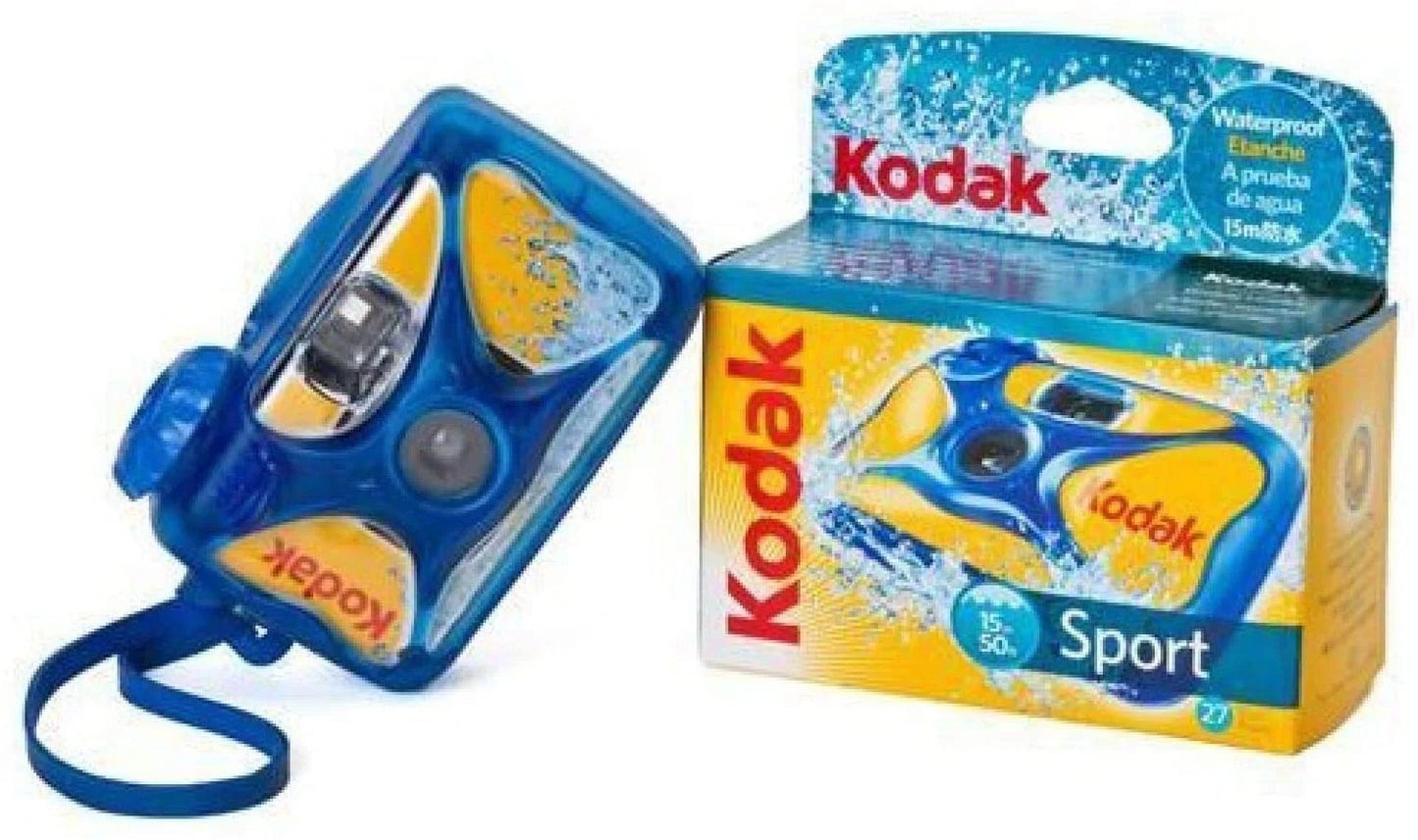 2 Pack Kodak Sport Waterproof Single Use Camera With Floating Strap and Cloth