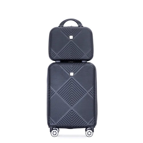 Zateety 2Piece Luggage Sets ABS Lightweight Suitcase , Spinner Wheels, BLACK