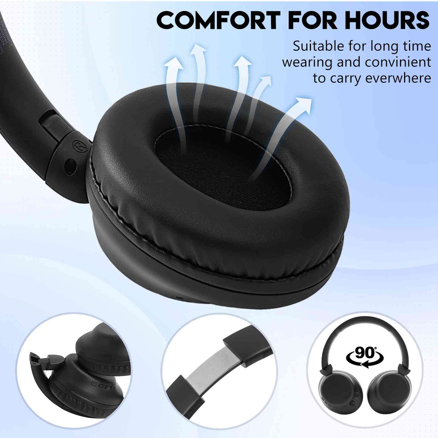 UrbanX Perfect Comt 955 II Overhead Wireless Bluetooth Headphones For Infinix Smart 5 (India) Noise-Cancelling, with – Black