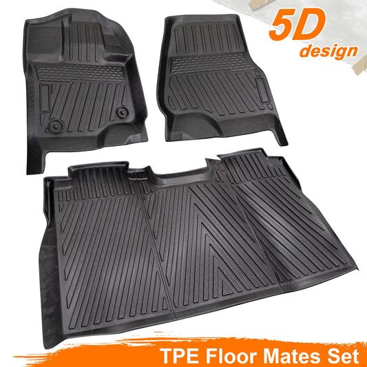 3PCS All- TPE Front & Rear Floor Mats For 2015-2024 Ford F-150 F150 SuperCrew Cab,Custom Floor Mats 1st & 2nd Row Seat,Only For F150 2015-2024 Super Crew&Bucket Seats & W/O Storage