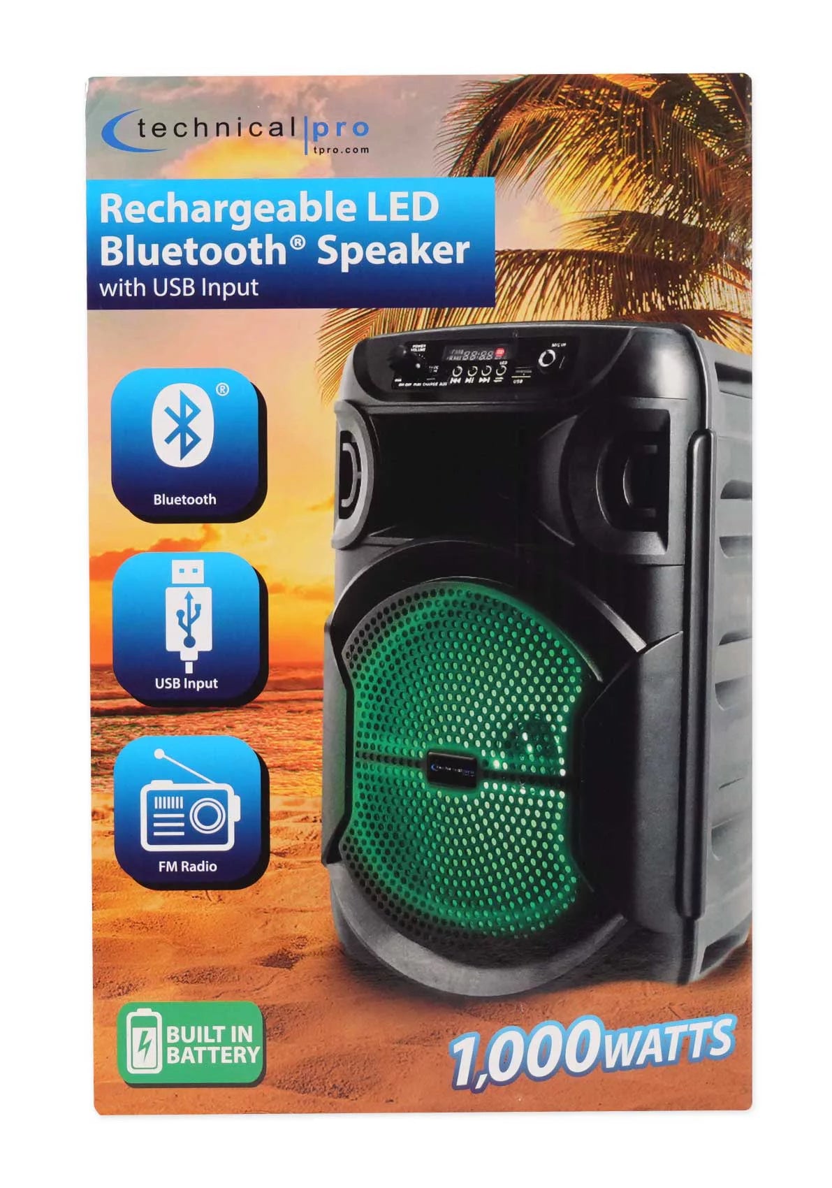 (2) Technical Pro BOOM8 Wireless TWS Portable 8" LED Party Speakers w/Bluetooth