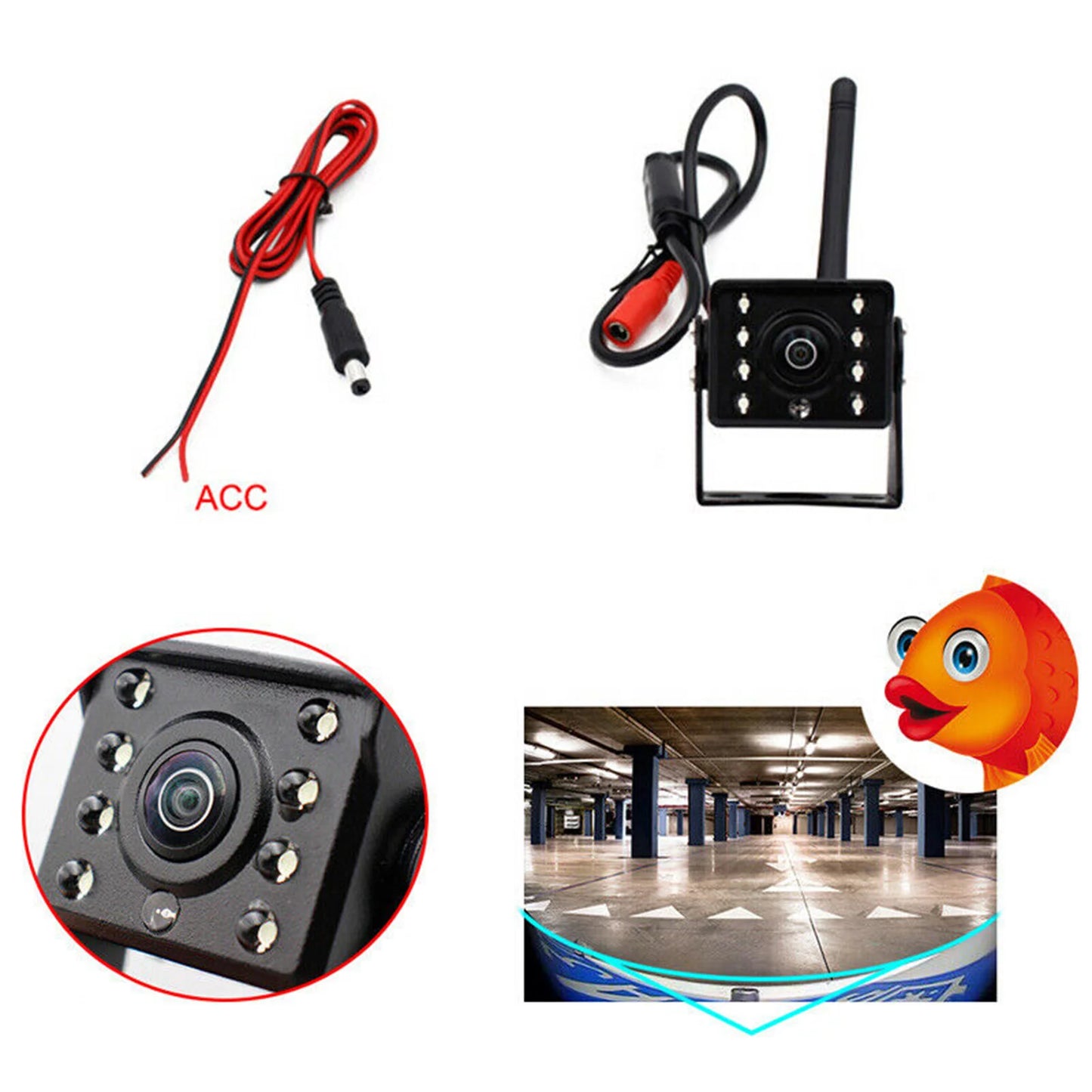 WiFi Wireless Reverse Backup Camera with LED Night Vision, Suitable Automobiles and Commercial Vehicles