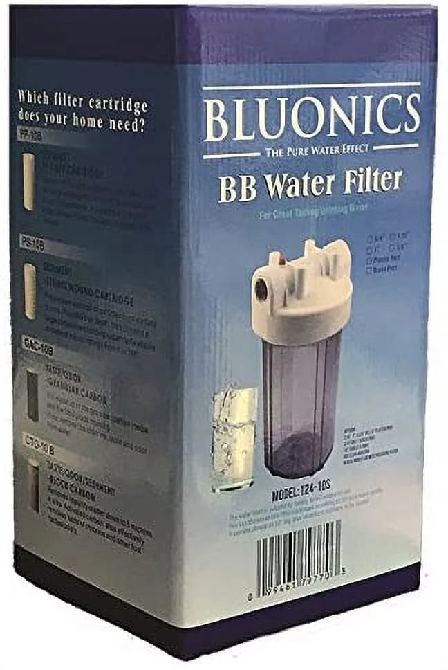 Two 10" Big Blue Whole House Water Filter w/Pleated Sediment & Carbon Filters ^ Clear Blue Transparent Housings