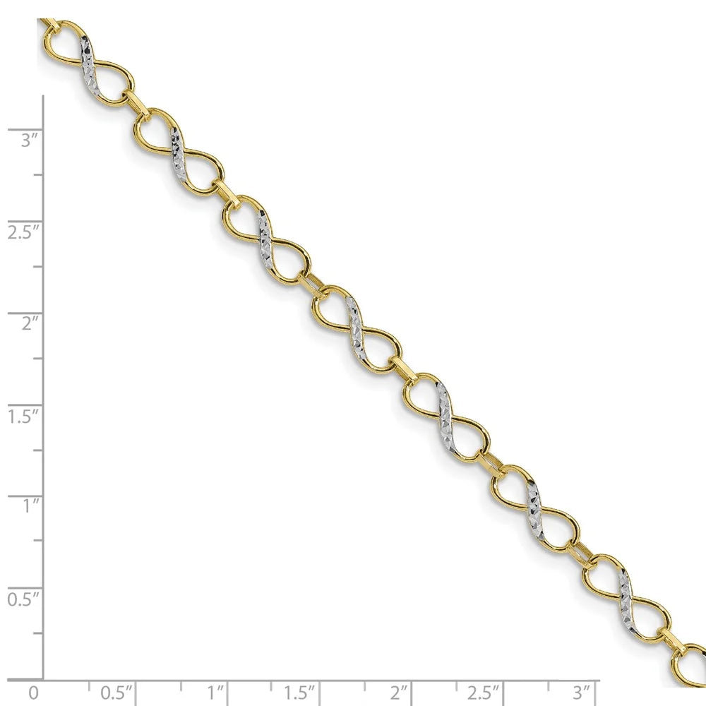 10k Two Tone Gold Infinity Fancy Bracelet