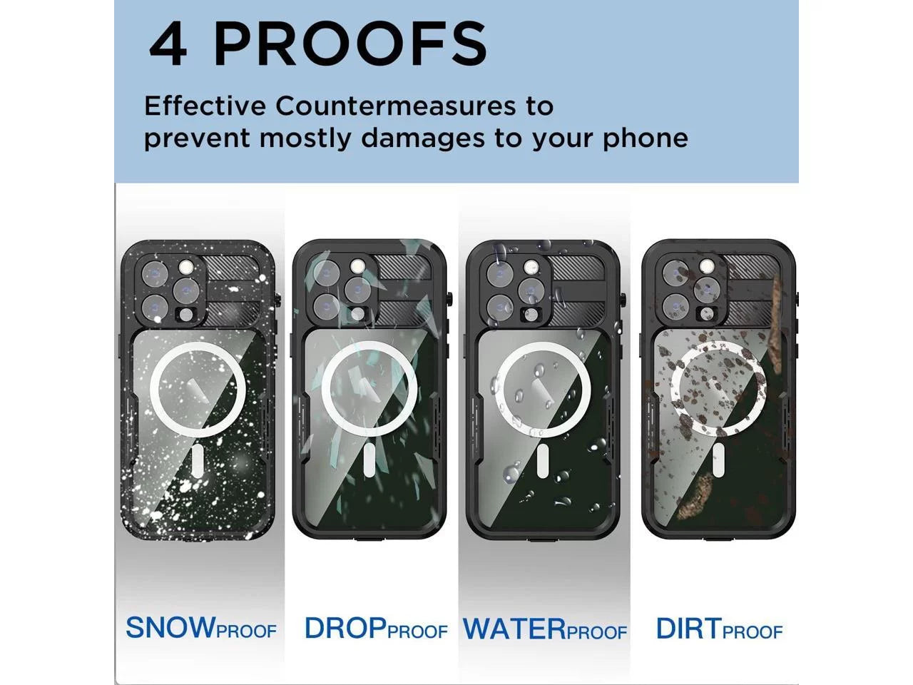 Waterproof Case iPhone 14 Pro Max 6.7 inch, with MagSafe Snowproof, Shockproof Full Body Protection Fully Sealed Underwater Shield