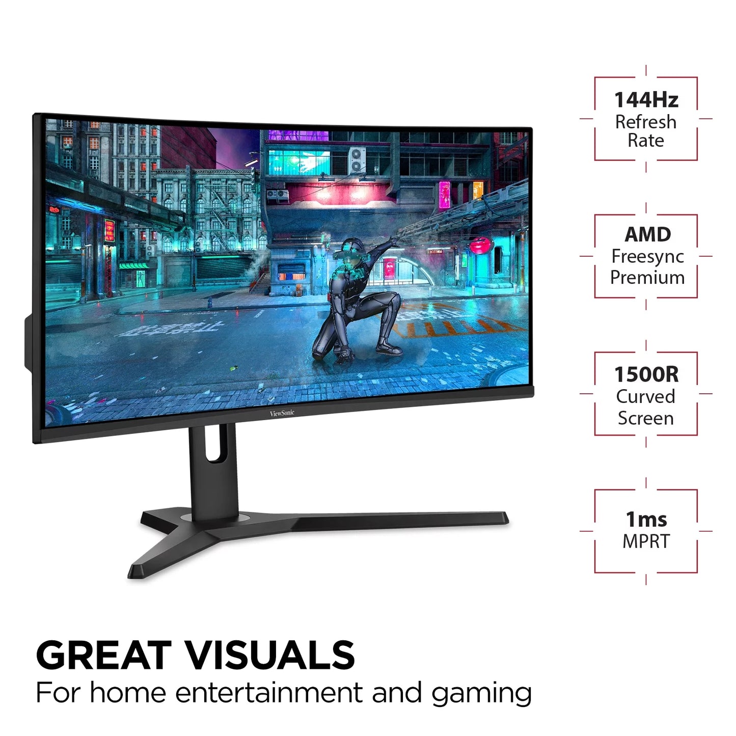 ViewSonic OMNI VX3418-2KPC 34 Inch Ultrawide Curved 1440p 1ms 144Hz Gaming Monitor with AMD FreeSync Premium, Eye Care, HDMI and Display Port