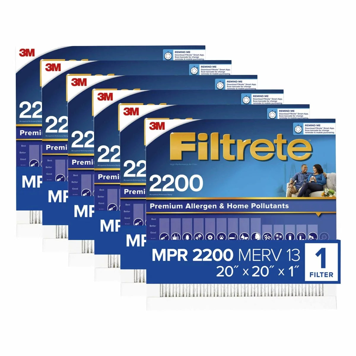 20x20x1 Filtrete Elite Allergen MPR 2200 Filter - 6 Pack