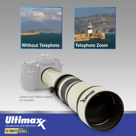 Ultimaxx 650 to 1300mm (with 2X- 1300-2600mm) f/8 Manual Telephoto Lens Nikon F-Mount Cameras & More