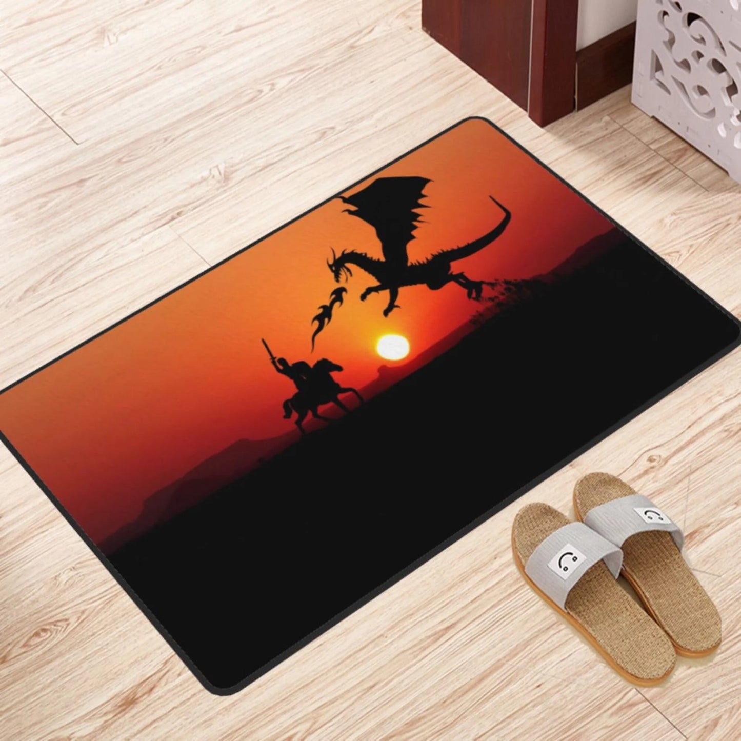 ZICANCN Sunset Dragon Knight Area Rugs Doormat , Facecloth Non-Slip Floor Mat Rug Living Room Kitchen Sink Area Indoor Outdoor Entrance 72"x48"