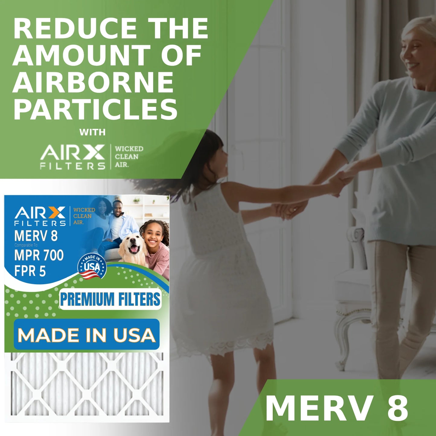 14x14x1 Air Filter MERV 8 Comparable to MPR 700 & FPR 5 Electrostatic Pleated Air Conditioner Filter 4 Pack HVAC AC Premium USA Made 14x14x1 Furnace Filters by AIRX FILTERS WICKED CLEAN AIR.