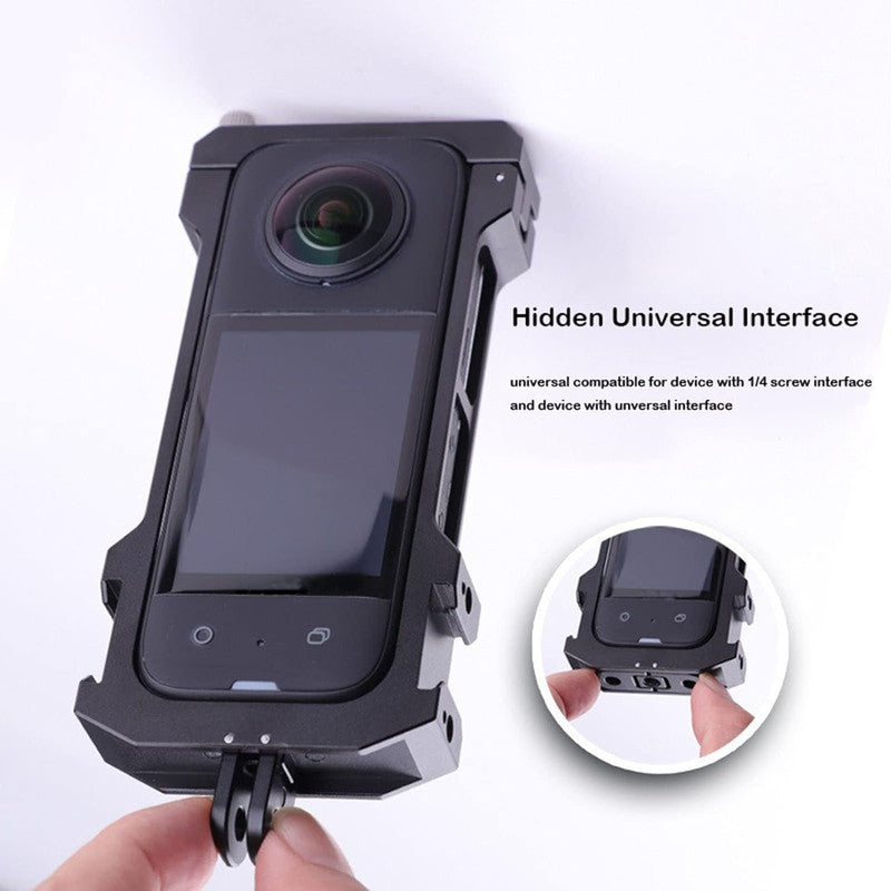 Aluminum Alloy Utility Frame Cage Insta360 X3 Cold Shoe Bezel Mount Protective Case Frame Panoramic Action Camera Accessories