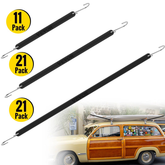 VEVOR Rubber Cords, 11 Pack 9", 21 Pack 15", 21 Pack 21", Natural Rubber Tie Down Straps w/ S Hooks, Heavy Duty Assorted Sizes Outdoor Tarp Straps Securing Flatbed Trailers, Canvases, Cargo