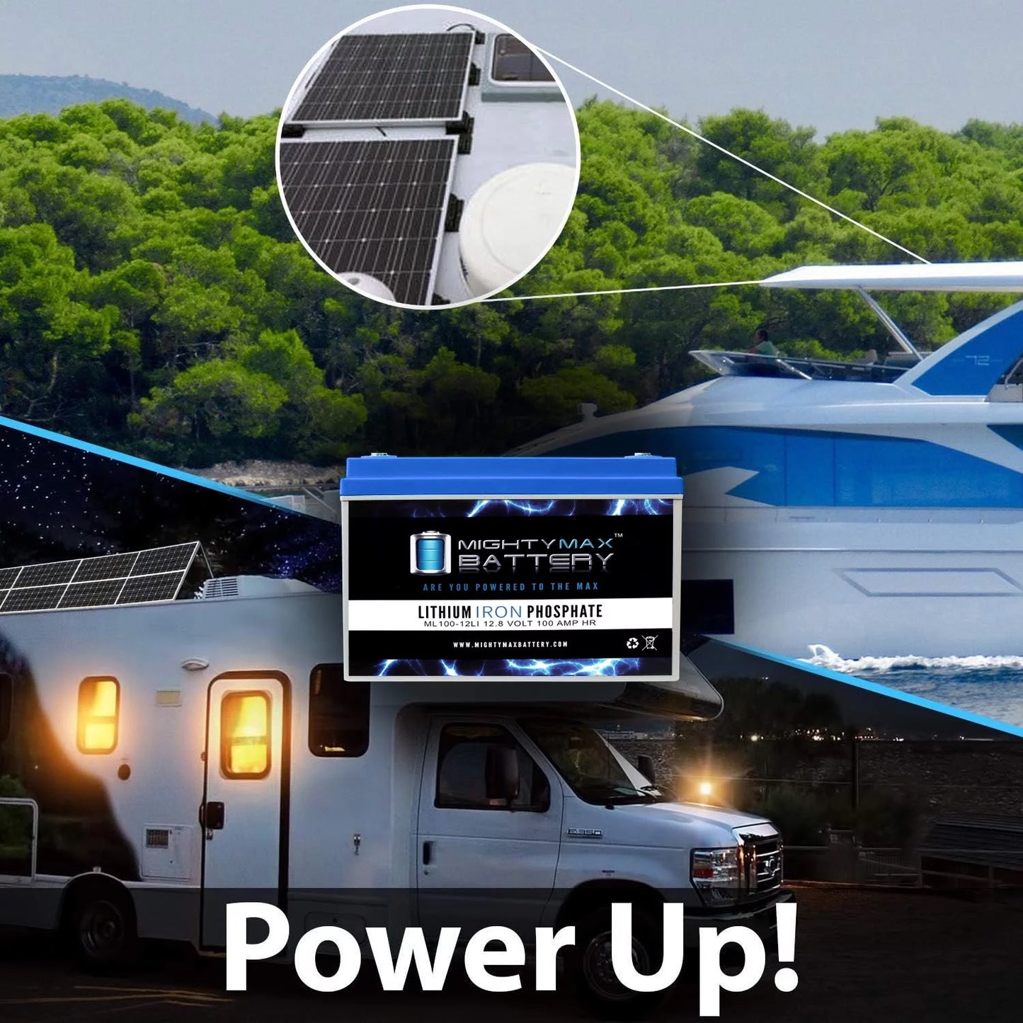 12V 100AH Lithium Replacement Battery Off-Grid RV Solar System