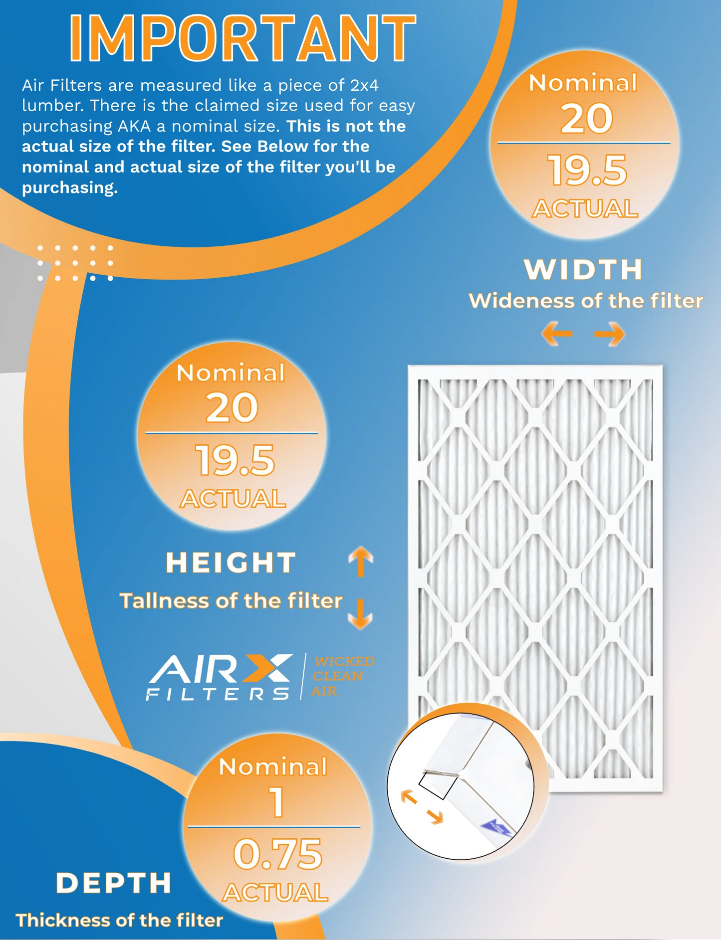 20x20x1 Air Filter MERV 8 Rating, 12 Pack of Furnace Filters Comparable to MPR 700 & FPR 5 - Made in USA by AIRX FILTERS WICKED CLEAN AIR.