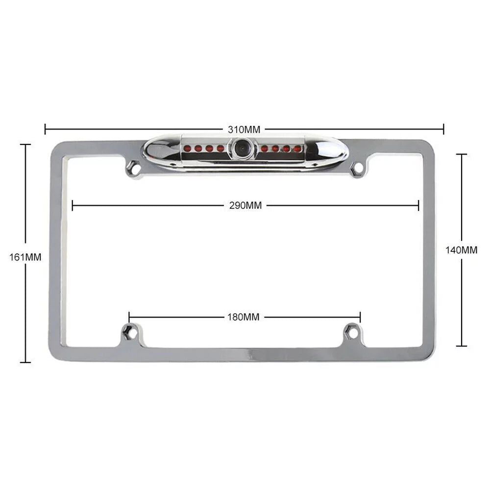 Absolute CAM2100S Chrome License Plate Frame Front Camera Night Vision Car Front View Camera with 8 Bright LEDs 170° Viewing Angle Waterproof Camera Vehicle Universal Assist Security