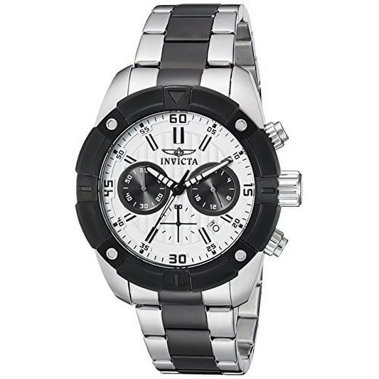 21471 Men's Specialty Chrono Stainless Steel Silver-Tone Dial Black Bezel Watch