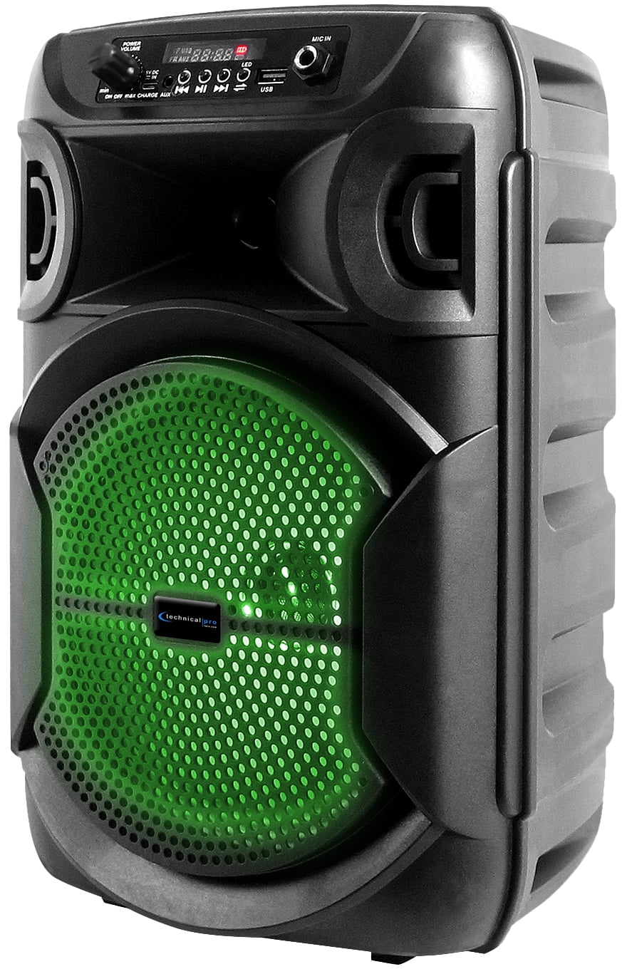 (2) Technical Pro BOOM8 Wireless TWS Portable 8" LED Party Speakers w/Bluetooth