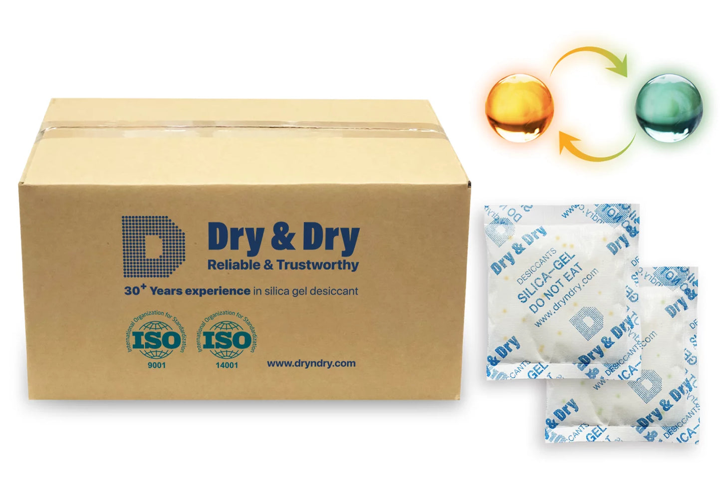 50 Gram [400 Packs] "Dry & Dry" Food Safe Orange Indicating(Orange to Dark Green) Mixed Silica Gel Packets - Moisture Absorber Dehumidifiers