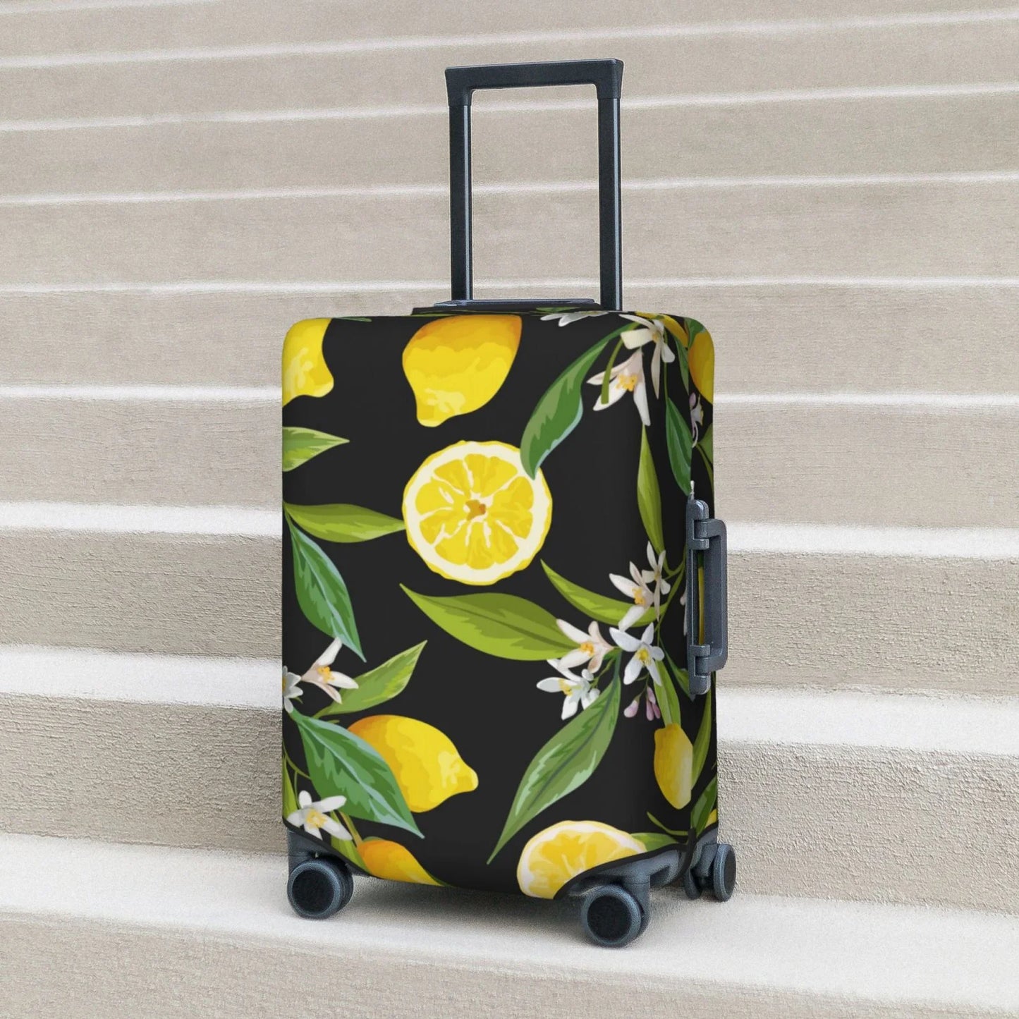 Adobk Lemon Fruits Flowers Leaves Luggage Protector Suitcase Wrap Stretch Suitcase Shield Washable Luggage Coating For Suitcase For Women And Men, Travel Accessories-Small