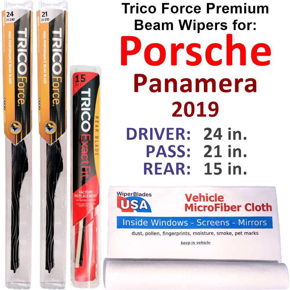 2019 Porsche Panamera Turbo Sport Turismo Permance Beam Wipers (Set of 3) w/Rear Wiper