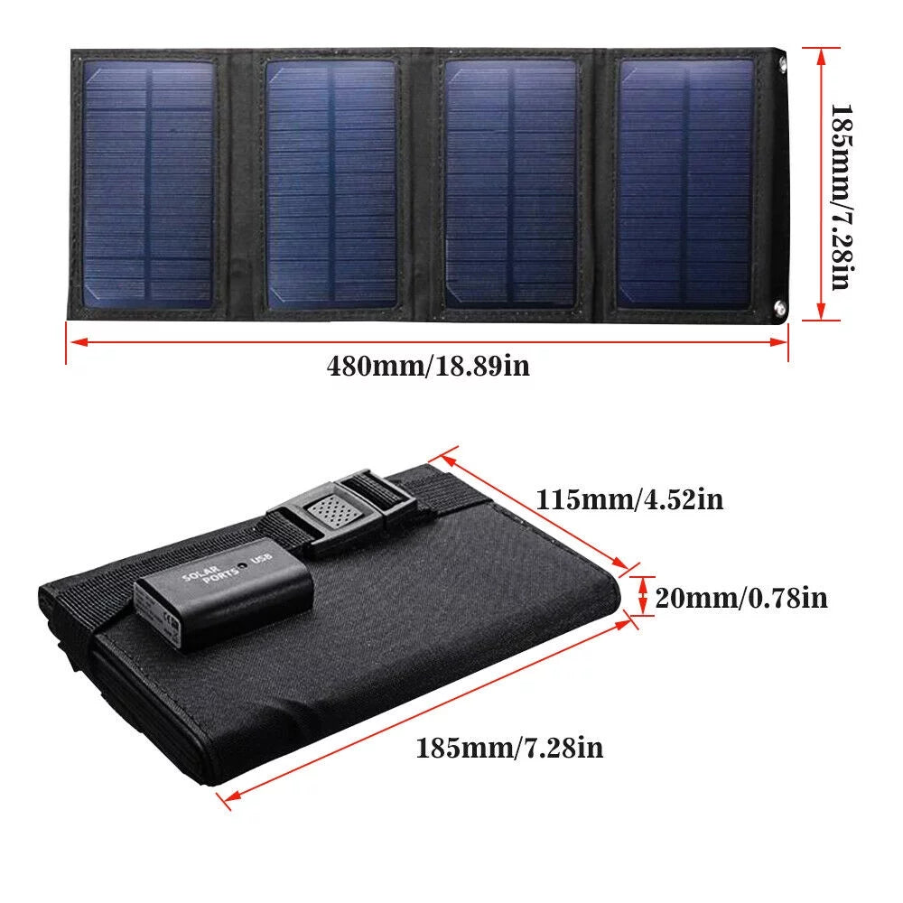 80W Solar Charger Solar Panel Portable Solar Phone Charger Waterproof Power Bank Phone Fishing Hiking Camping Emergency Outdoors