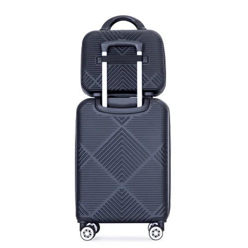 Zateety 2Piece Luggage Sets ABS Lightweight Suitcase , Spinner Wheels, BLACK