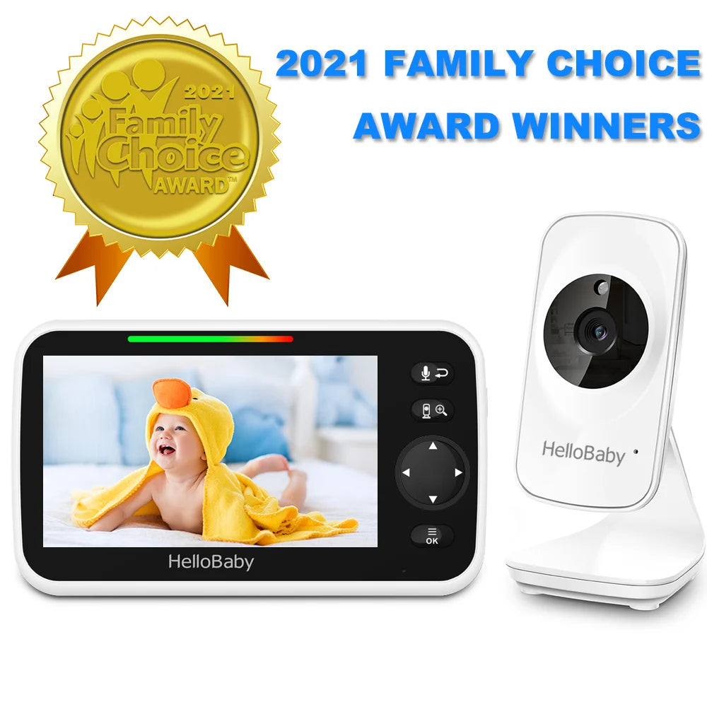 Video Baby Monitor with Camera and Audio, 5" Color LCD Screen, HelloBaby Monitor Camera, Infrared Night Vision, Temperature Display, Lullaby, Two Way Audio and VOX Mode 5 inches