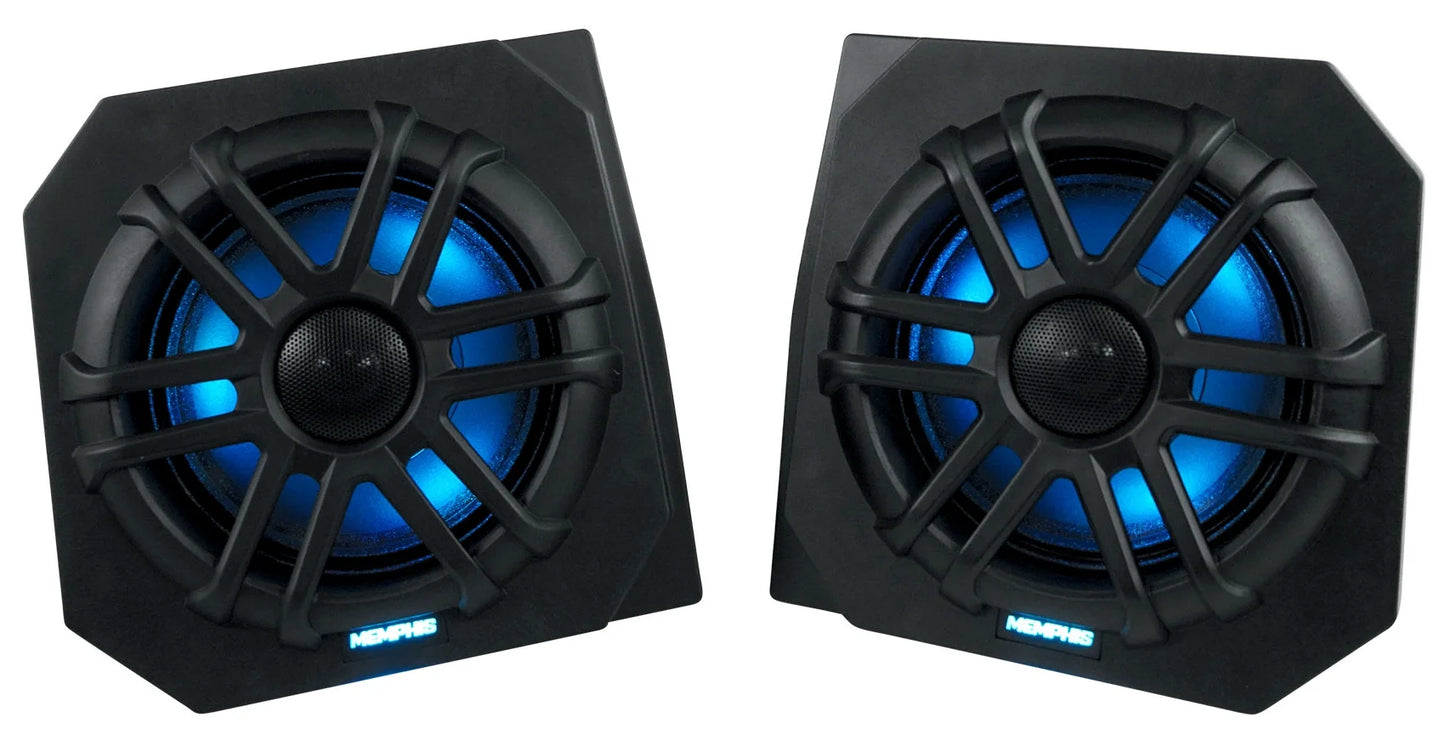 2) Memphis RNGR65FE Pods+LED Tower Speakers+Amp For 2013-17 Polaris Ranger XP900