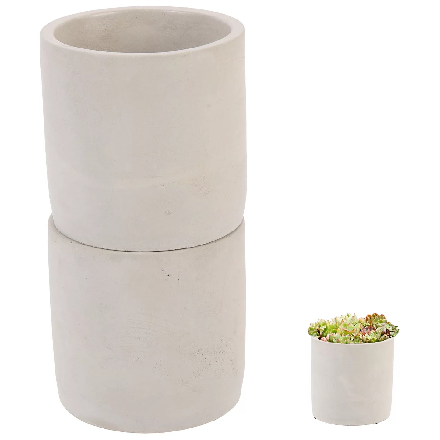 2Pcs Cement Flower Pot Household Multi-function Succulent Planting Pot