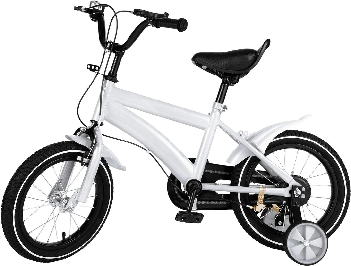 14 Inch White Kids Bike Kids Mountain Bike, Bicycle Kids 2-4, Bicycle with Training Wheels, Adjustable Height Kids Bike Boys/Girls, Multiple Colors