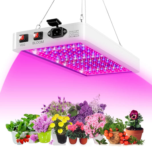 Anself 2000W Grow Indoor Plants 312 LEDs Full Spectrum Veg and Bloom Dual Switch IP65 Waterproof Hanging Plant Growing Lamps Seedlings Flowers Greenhouse