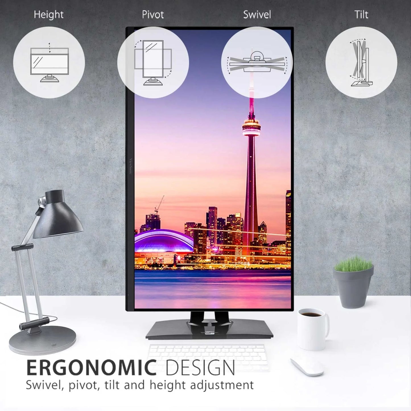 ViewSonic VP3256-4K 32 Inch Premium IPS 4K Ergonomic Monitor with Ultra-Thin Bezels, Color Accuracy, Pantone Validated, HDMI, DisplayPort and USB C Professional Home and Office