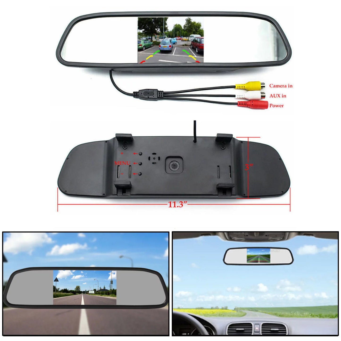 8 LED Reverse Parking Camera + 4.3" Car Mirror Monitor Kit Vehicle System