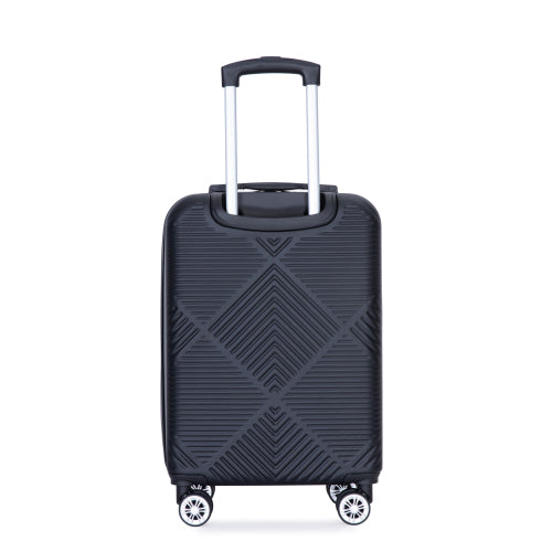 Zateety 2Piece Luggage Sets ABS Lightweight Suitcase , Spinner Wheels, BLACK