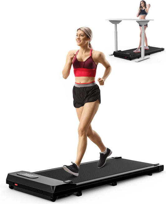 Walking Pad Treadmill Under Desk, 2.5HP Small Portable Treadmill Office, Home, Ultra Quiet & Installation-Free, Remote Control, LED Display, 0.6-5MPH, 300 Lb